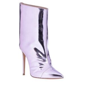 Alexandre Vauthier Pink Metallic Mirrored Pointed Toes Ankle Boots